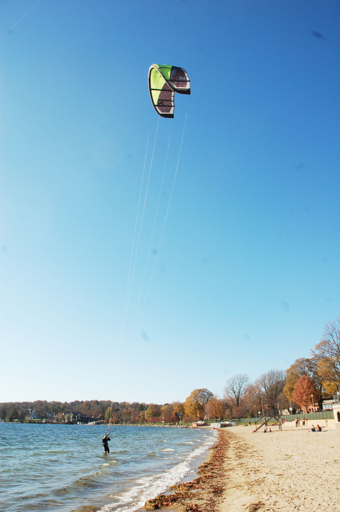 Harry Melges kiteboarding near beach